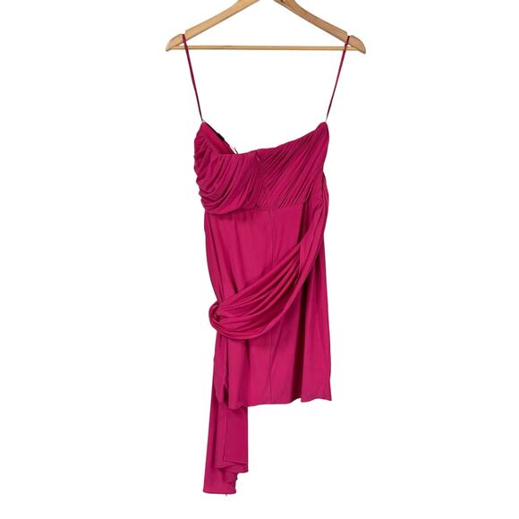 Mac Duggal NWT Pink Strapless Ruched Faux Wrap Dress Size 6 Sweetheart Neck - Picture 4 of 10